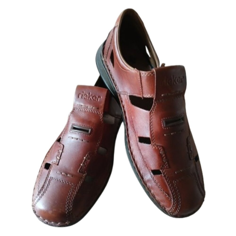 Rieker Germany Men's Fisherman Amaretto Casual Leather Loafers 05284 Size 43/10